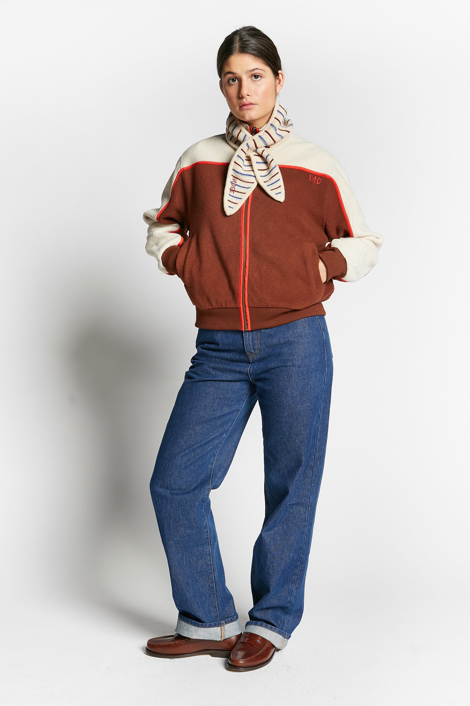 Indee - warm - stripe scarf - off white