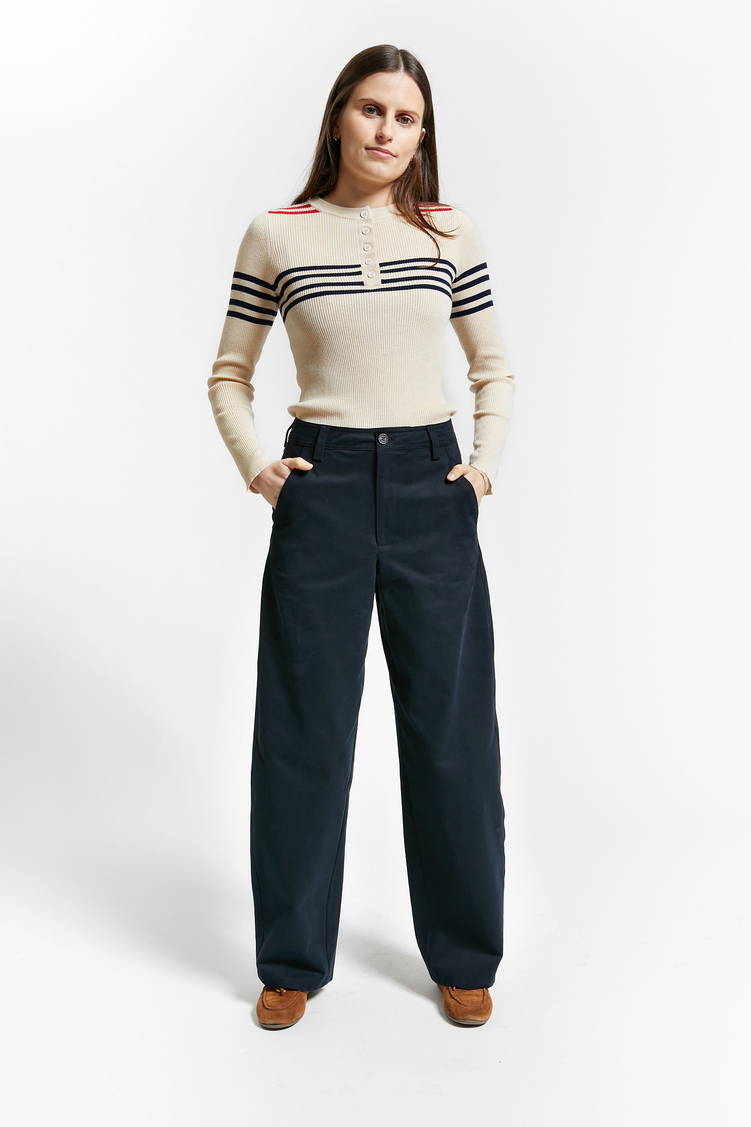 Indee - wesley - brushed cotton trousers - navy