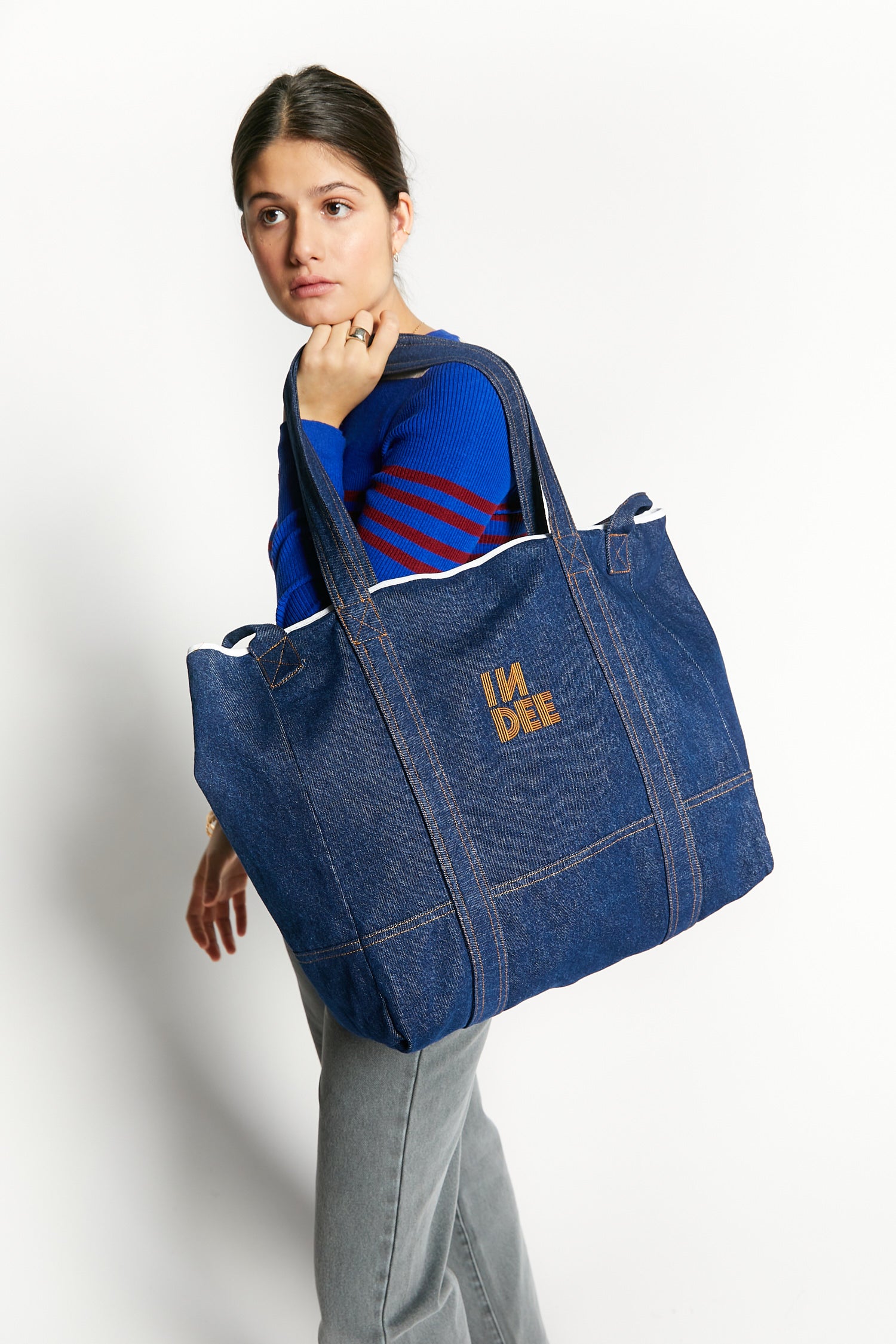 Indee - water - fitted round neck pullover - royal blue