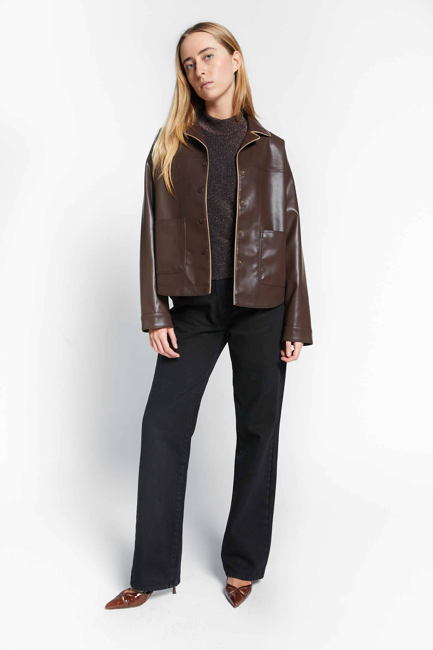 Indee - wanna - lurex top with scarf - black