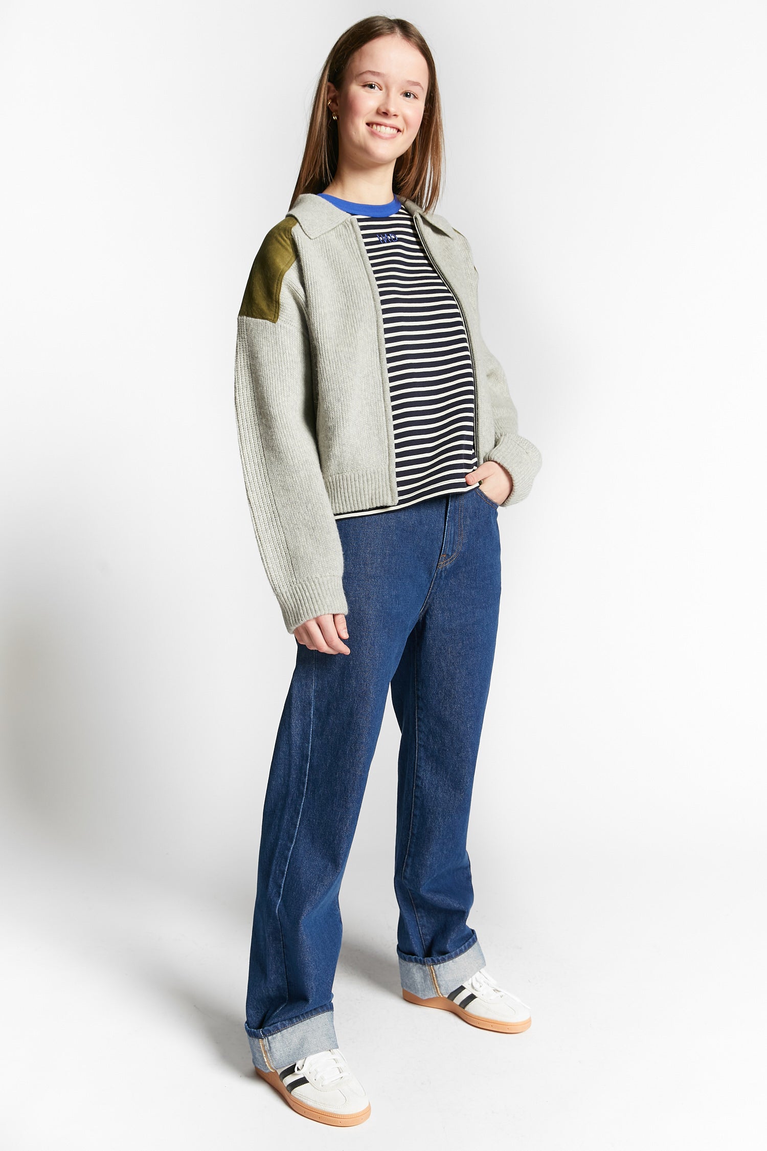 Indee - wallis - stripe round neck tee - navy