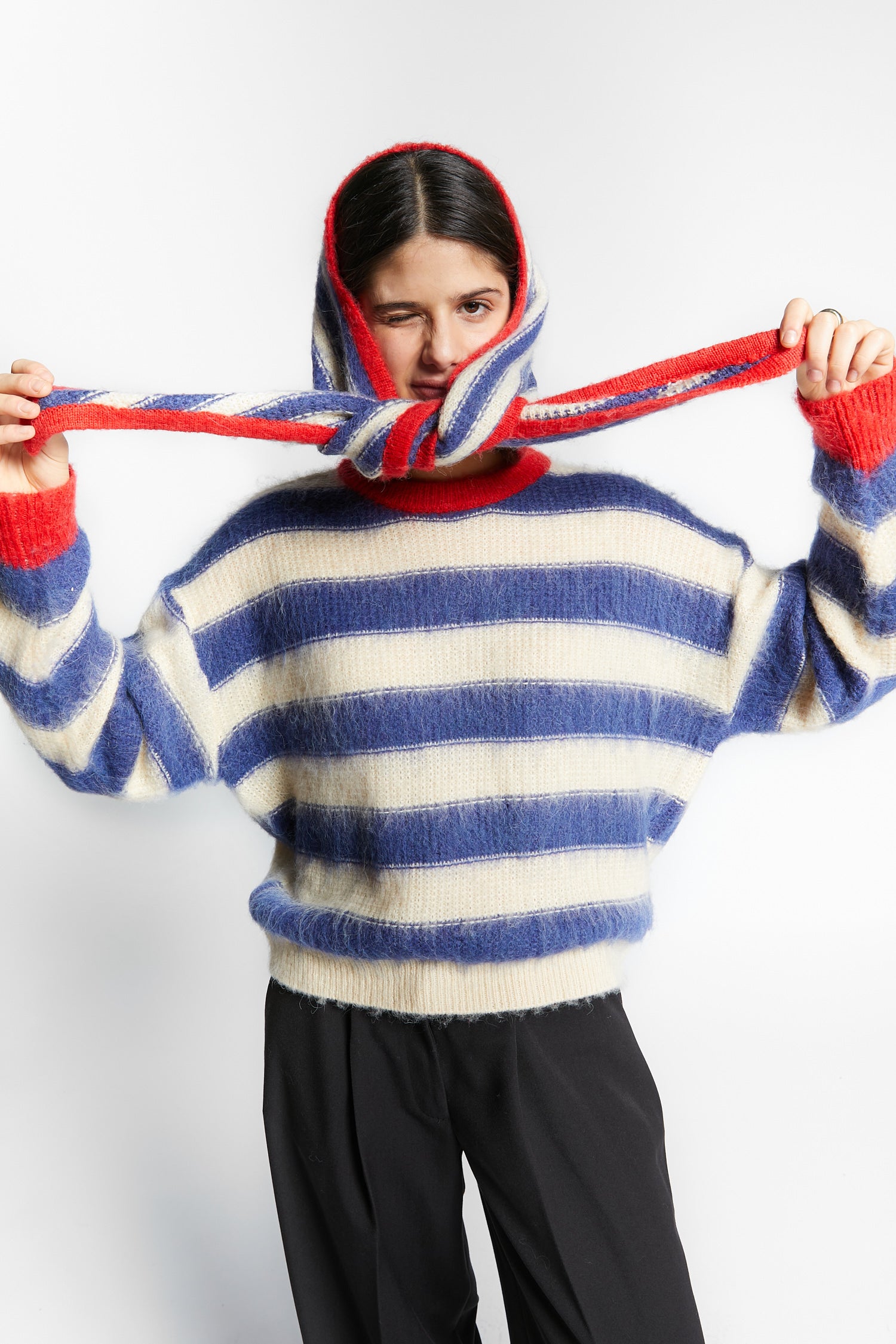 Indee - walking - stripe scarf - off white