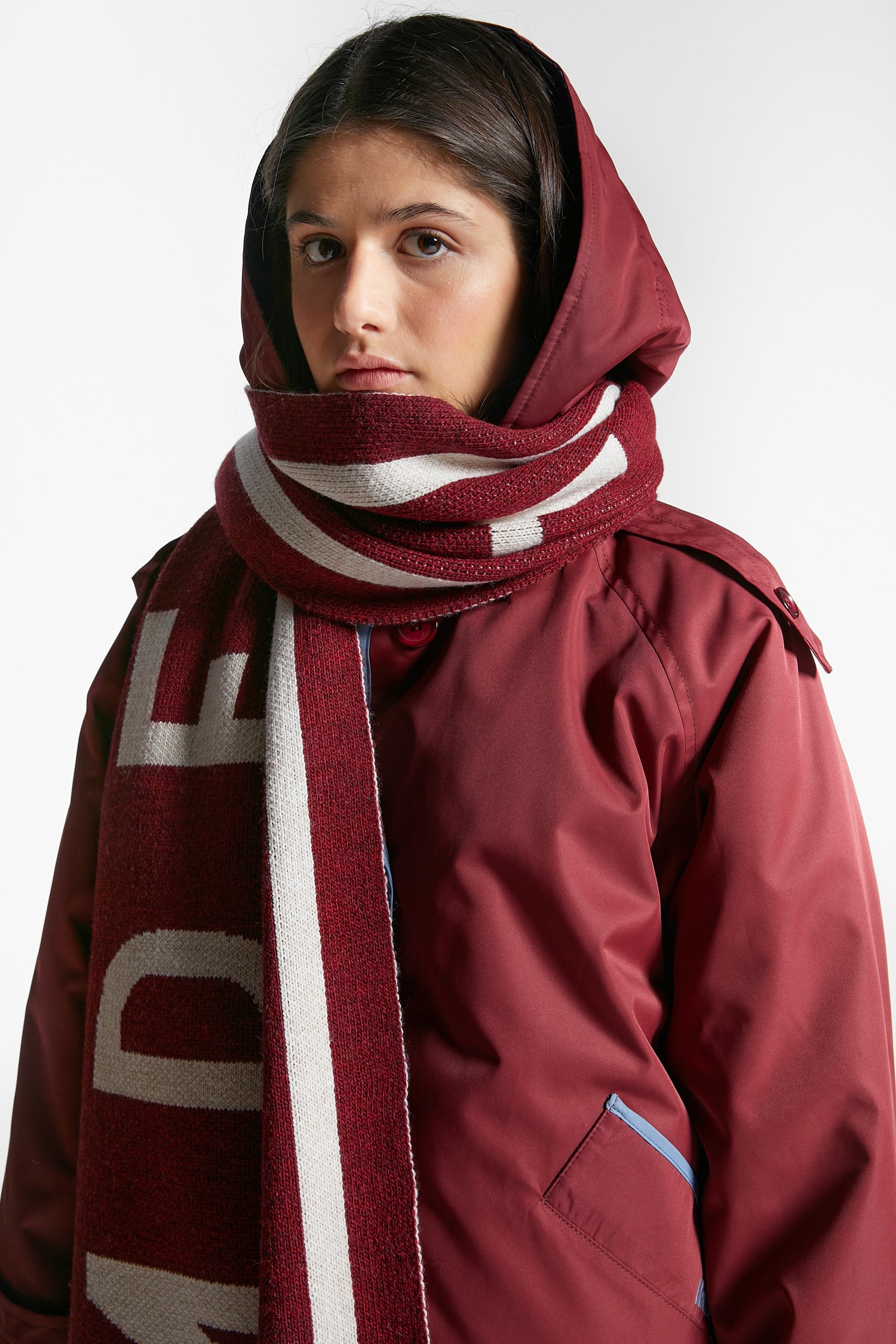 Indee - walkman - bi color logo scarf - merlot red