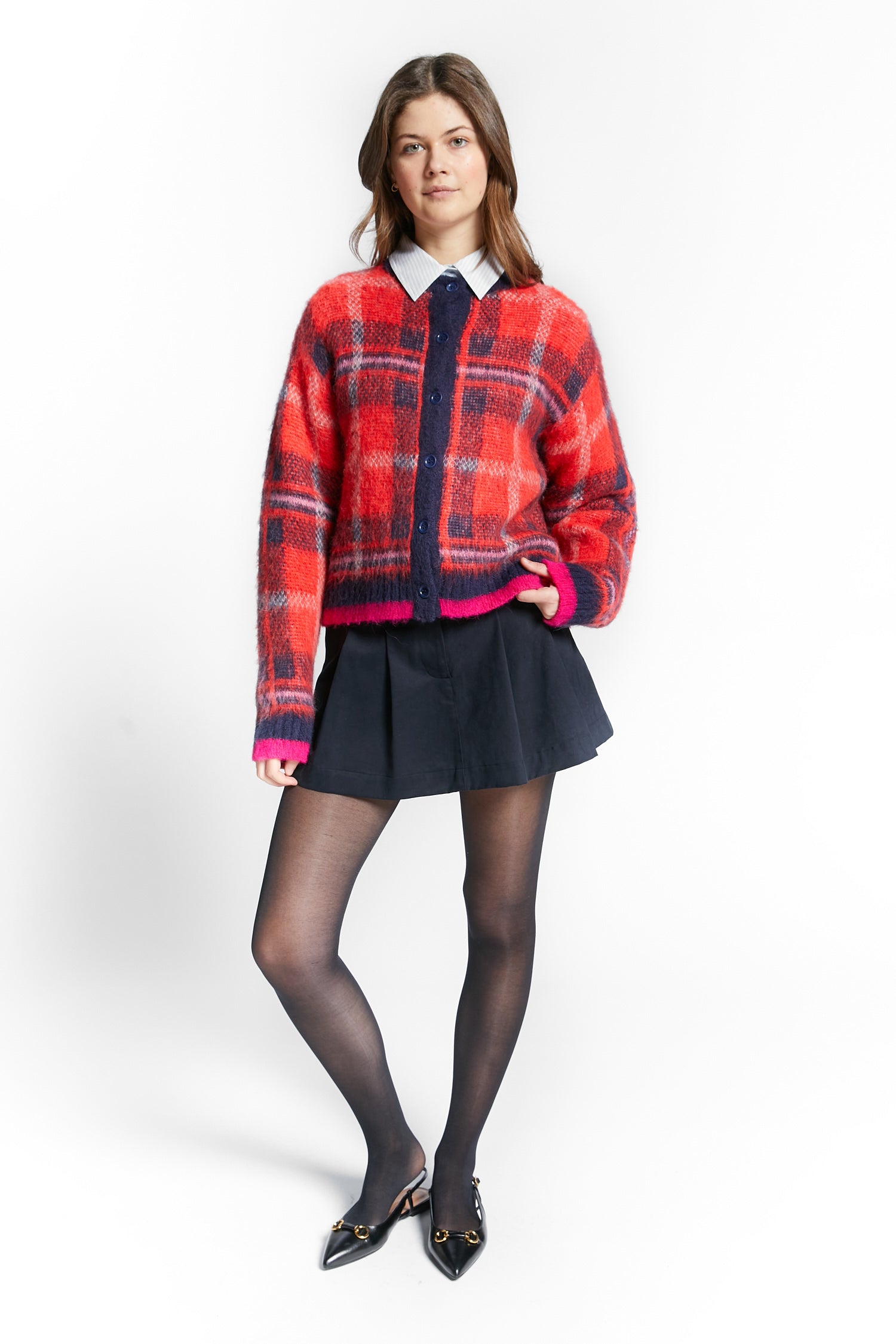 Indee - wallstreet - brushed wrap skirt short - navy