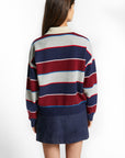 Indee - wishes - multicolor stripe polo pullover - navy
