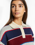 Indee - wishes - multicolor stripe polo pullover - navy
