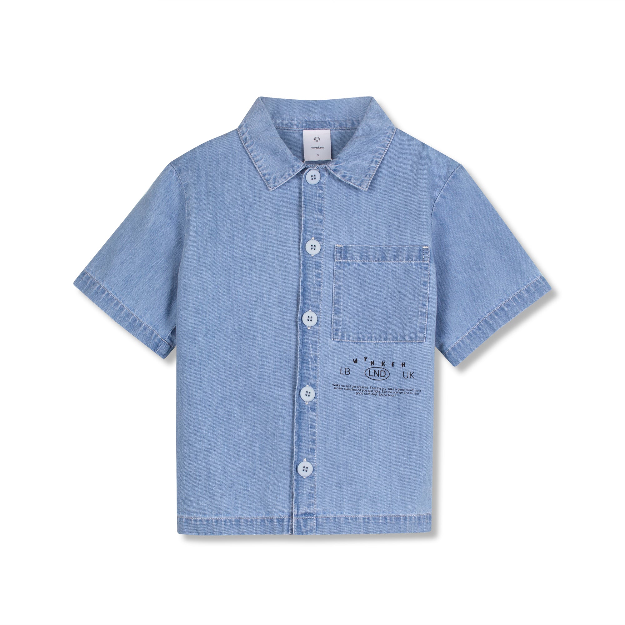 Wynken - panel denim shirt - pale bleach denim