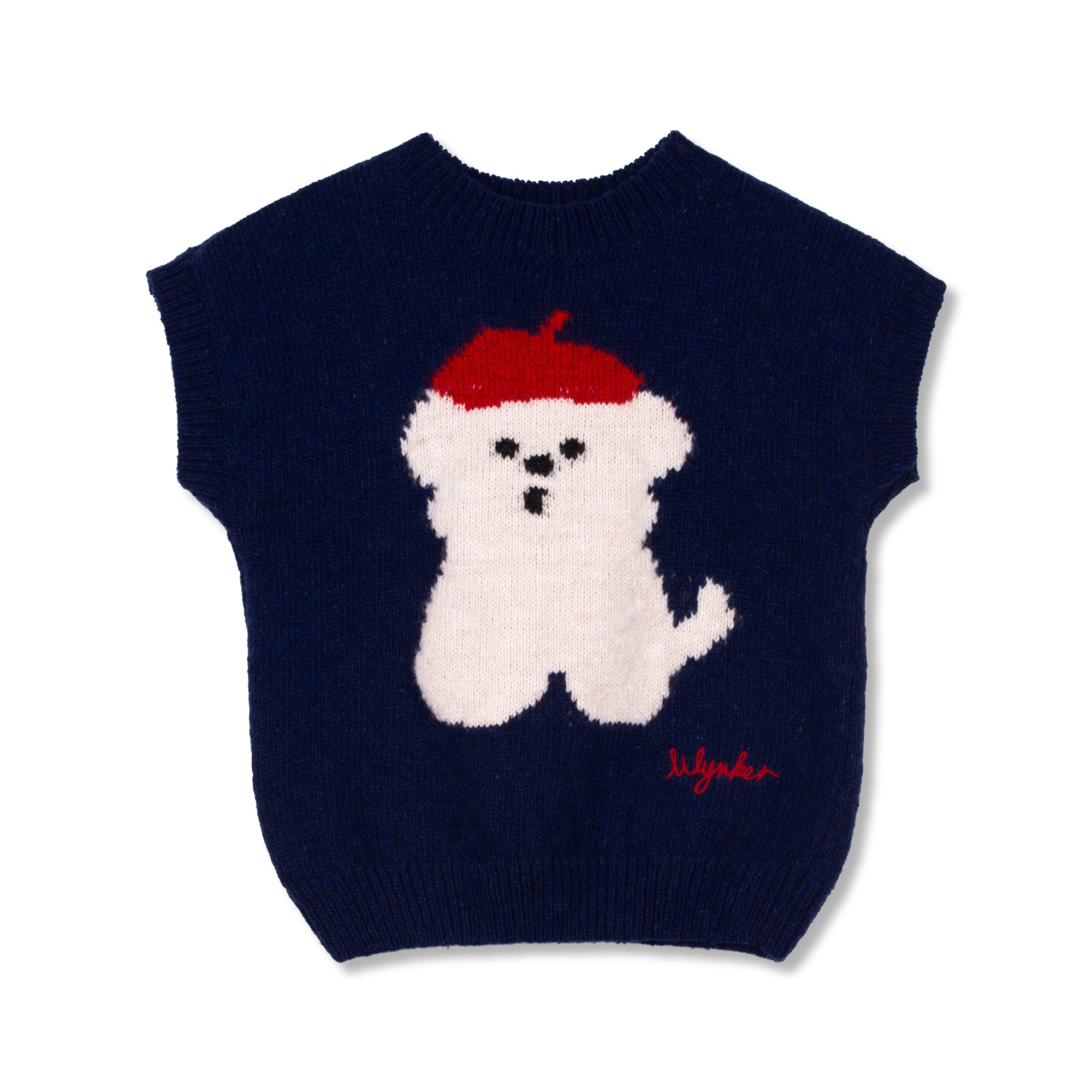 Wynken - le petit artiste wool knit vest - navy