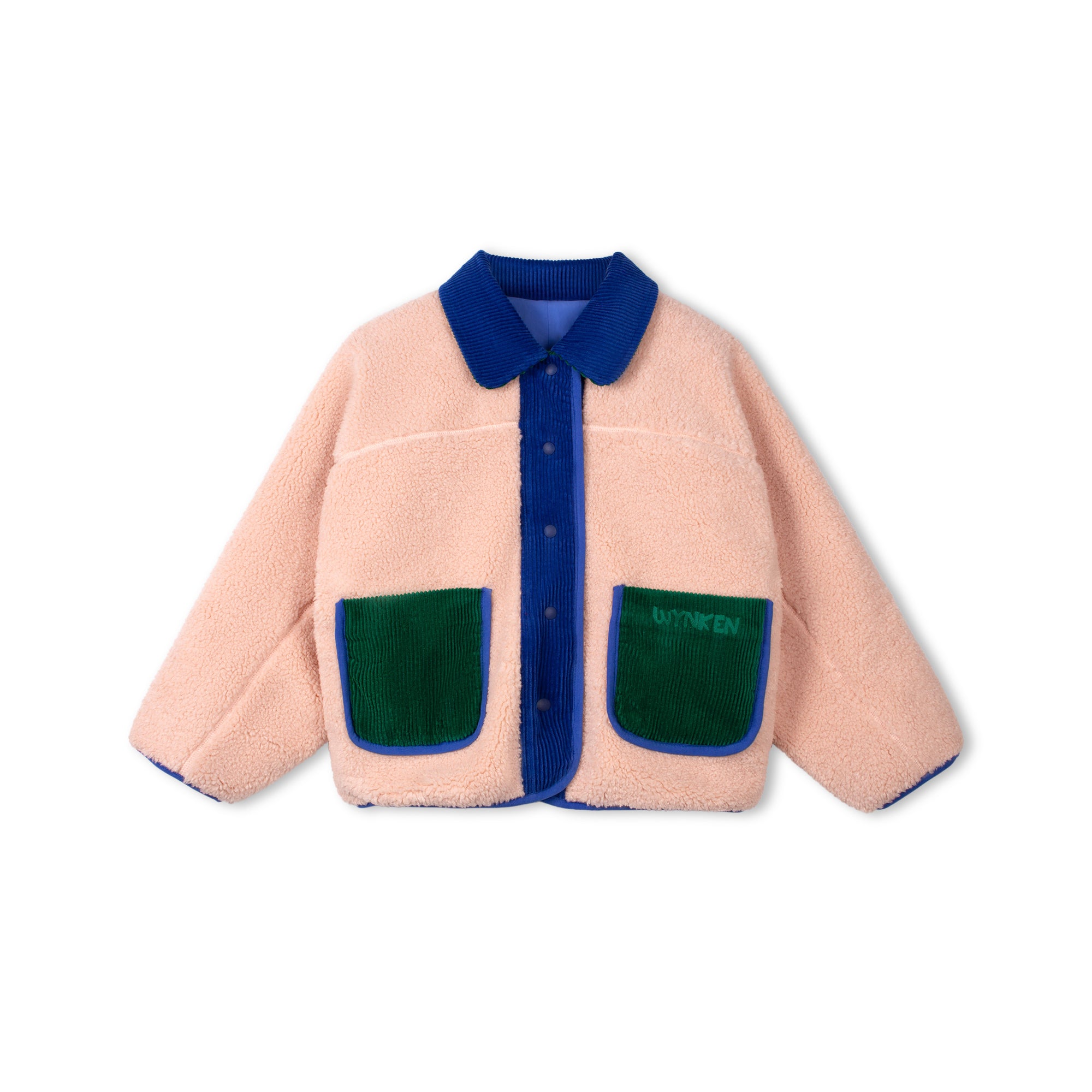 Wynken - faux fur reversible jacket - blue/rose