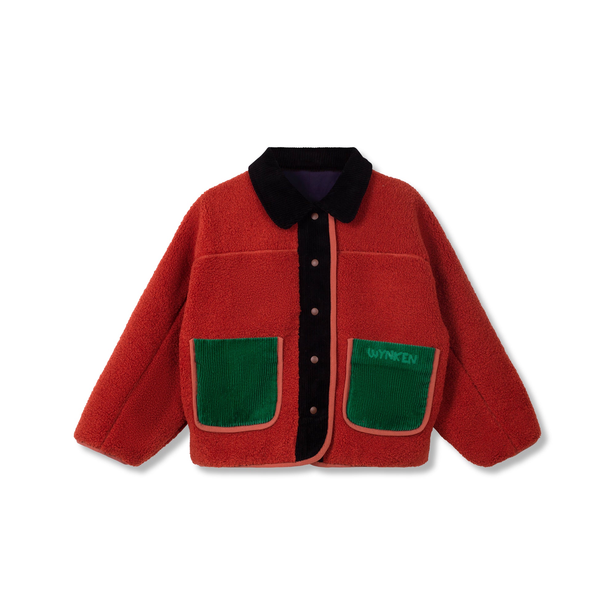 Wynken - faux fur reversible jacket - navy/rusty bear
