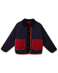 Wynken - faux fur reversible jacket - navy/rusty bear