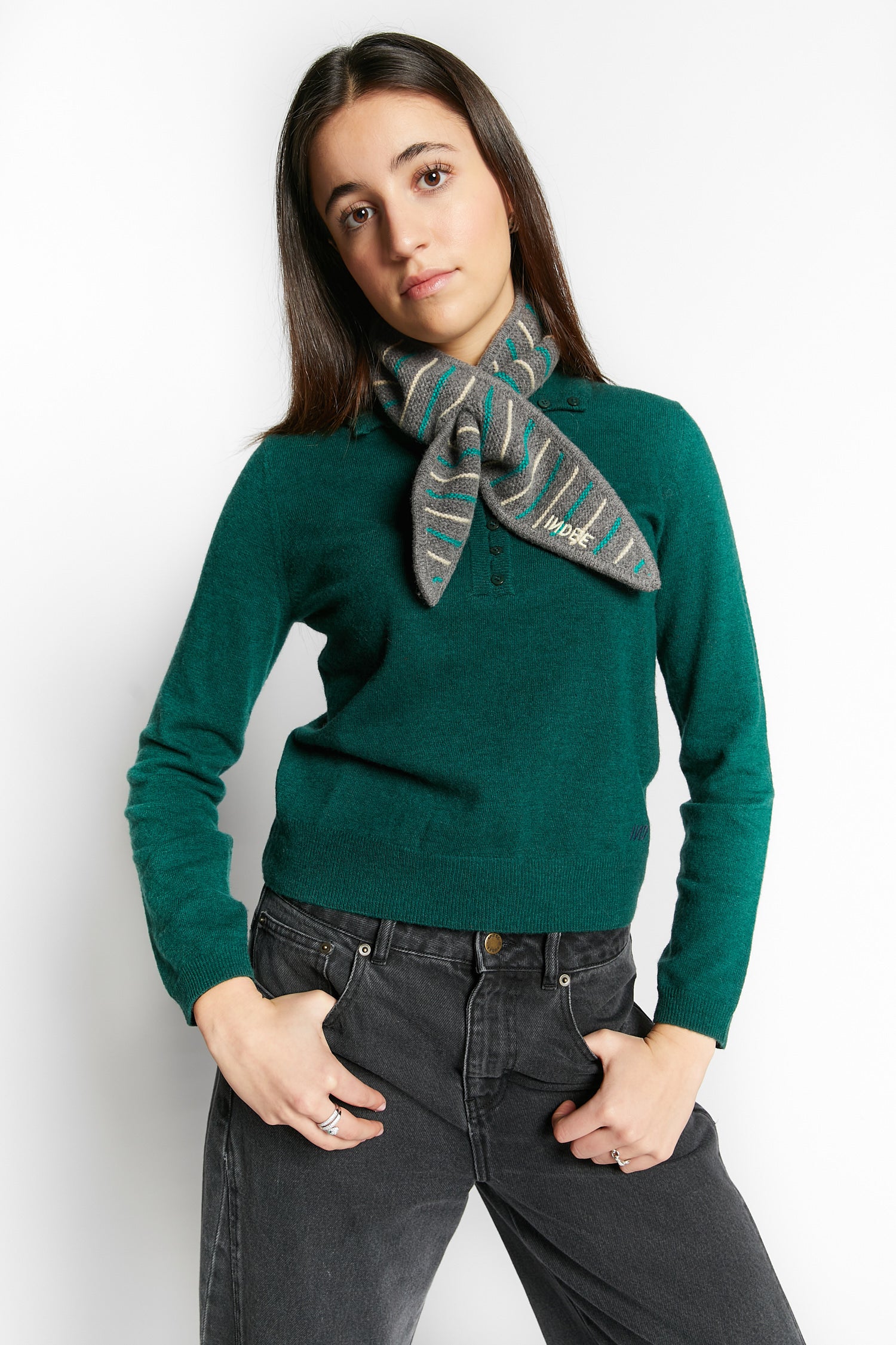 Indee - warm - stripe scarf - grey