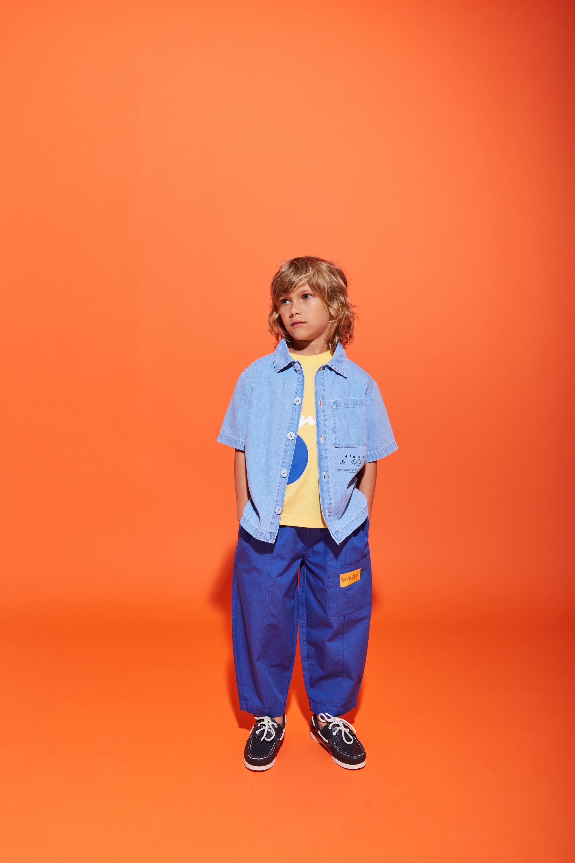 Wynken - panel denim shirt - pale bleach denim