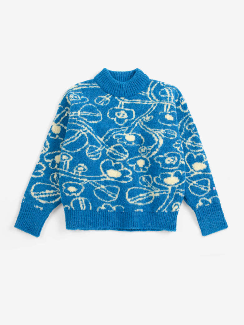 Bobo Choses - kids - Sketchy Flowers all over jacquard jumper