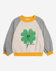 Bobo Choses - kids - lucky clover ranglan sweatshirt - heather grey