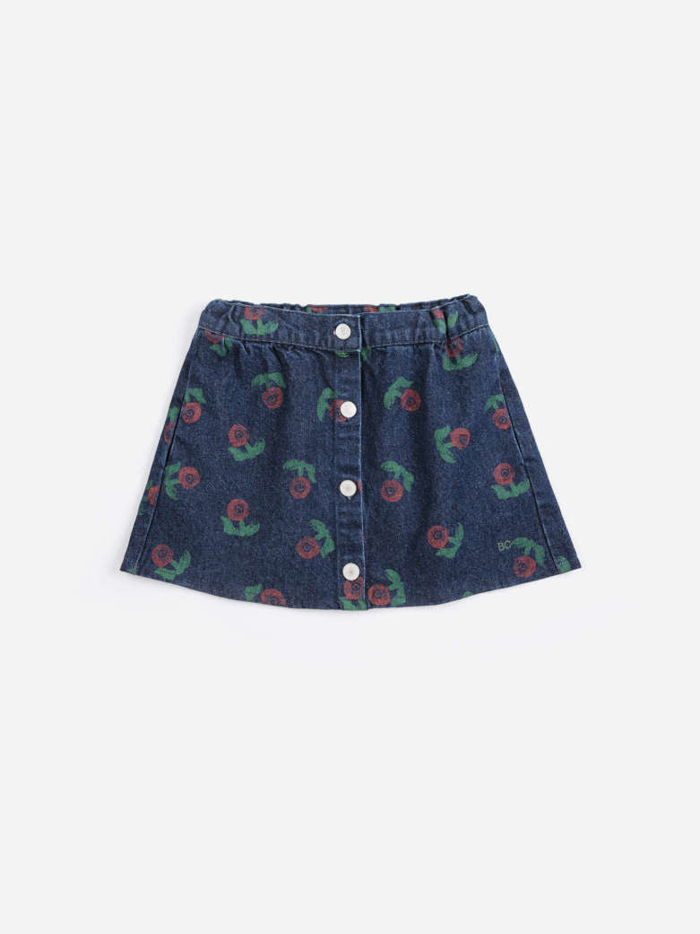 Bobo Choses - kids - Stamp Bloom all over denim skirt