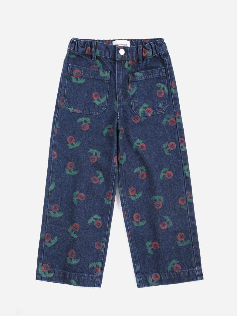 Bobo Choses - kids - stamp bloom allover denim pants