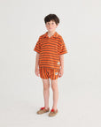 Bobo Choses - kids - Striped terry cloth shorts - brick
