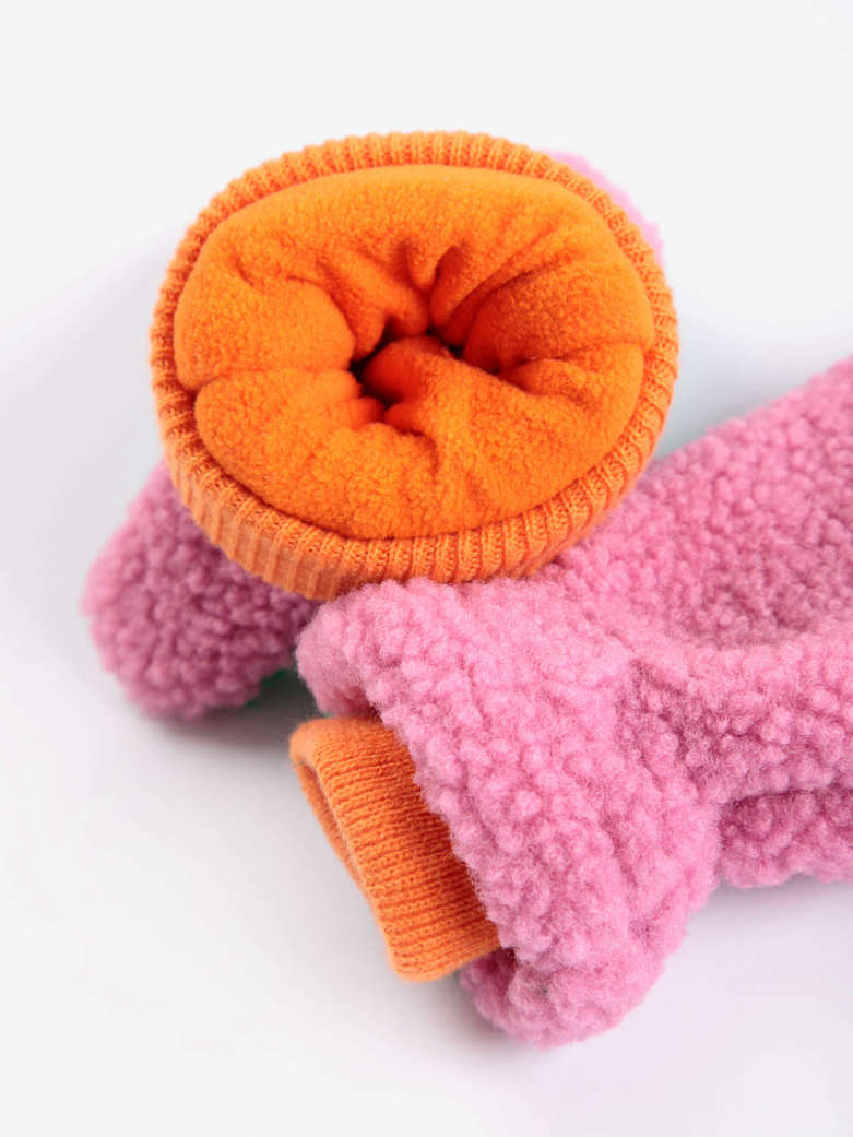 Bobo Choses - kids - color block sheepskin mittens - pink/green