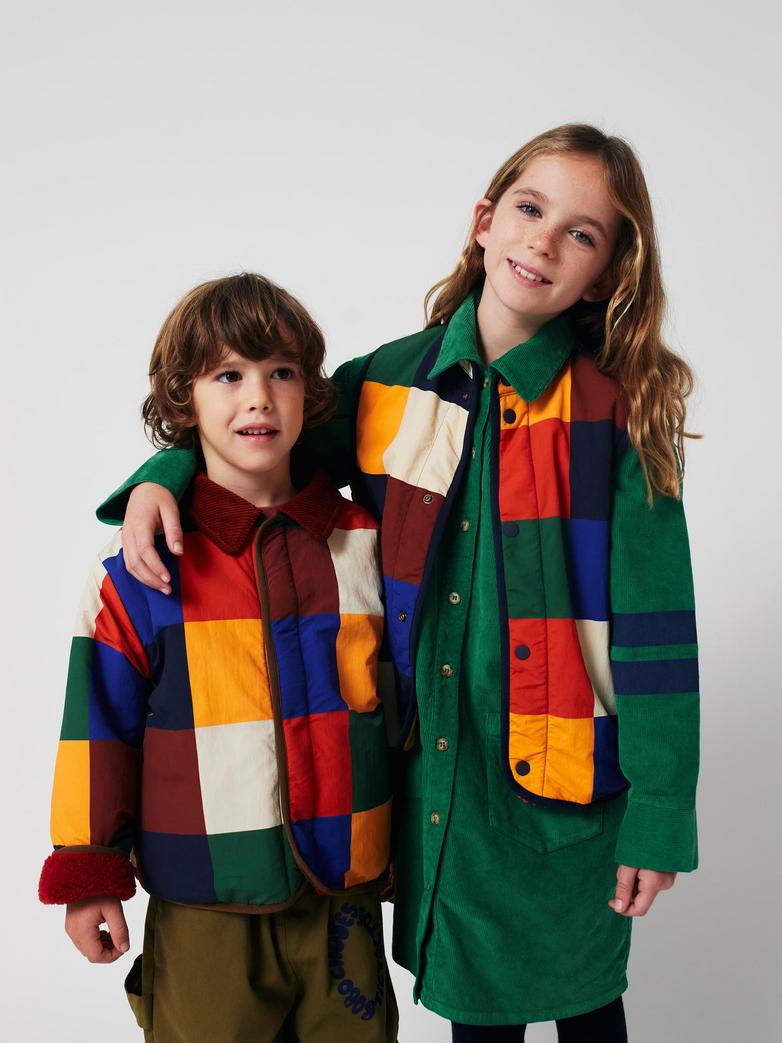 Bobo Choses - kids - tiles reversible sheepskin jacket - multicolor