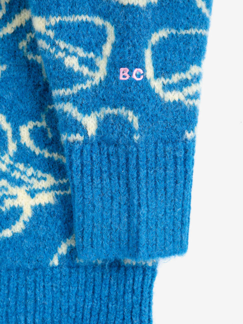 Bobo Choses - kids - Sketchy Flowers all over jacquard jumper