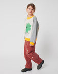Bobo Choses - kids - lucky clover ranglan sweatshirt - heather grey