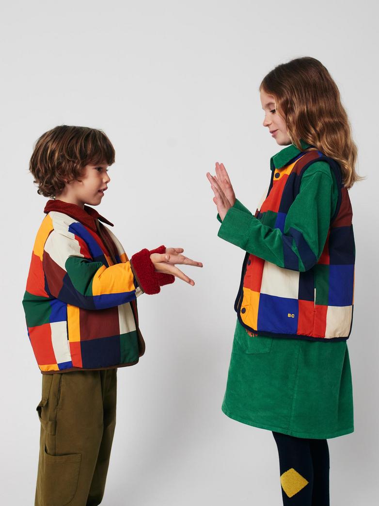 Bobo Choses - kids - tiles reversible sheepskin jacket - multicolor