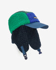 Bobo Choses - kids - color block sheepskin chapka - green/blue