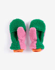 Bobo Choses - kids - color block sheepskin mittens - pink/green