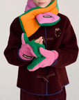 Bobo Choses - kids - color block sheepskin mittens - pink/green