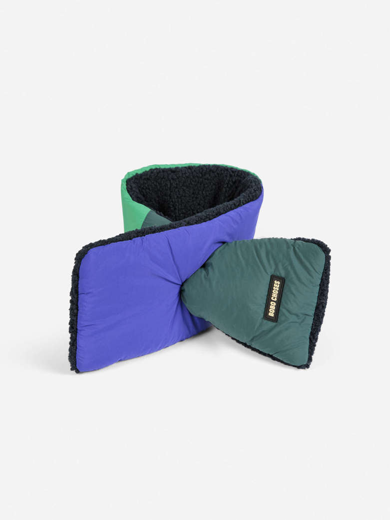 Bobo Choses - kids - color block sheepskin neck warmer - green/blue