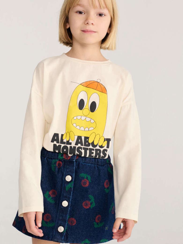 Bobo Choses - kids - Stamp Bloom all over denim skirt