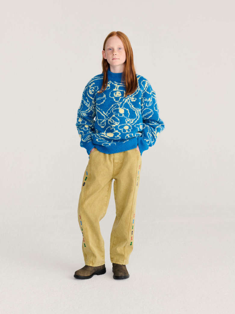 Bobo Choses - kids - Sketchy Flowers all over jacquard jumper