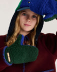 Bobo Choses - kids - color block sheepskin mittens - green/blue