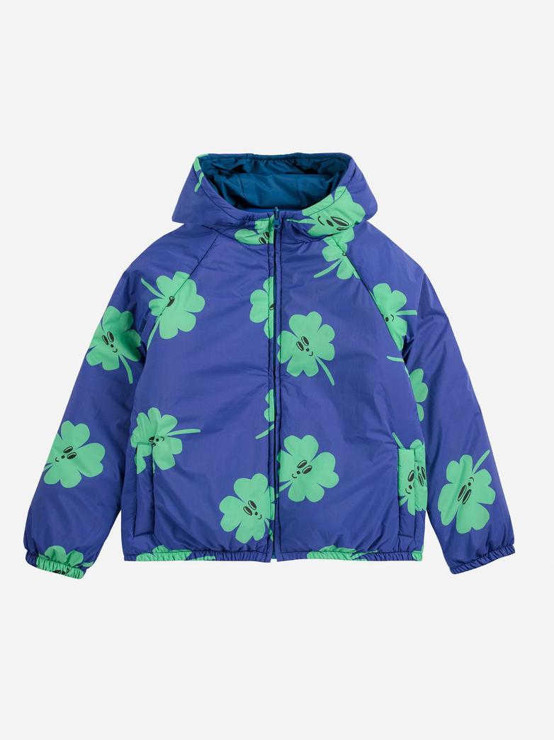 Bobo Choses - kids - lucky clover allover reversible anorak - purple