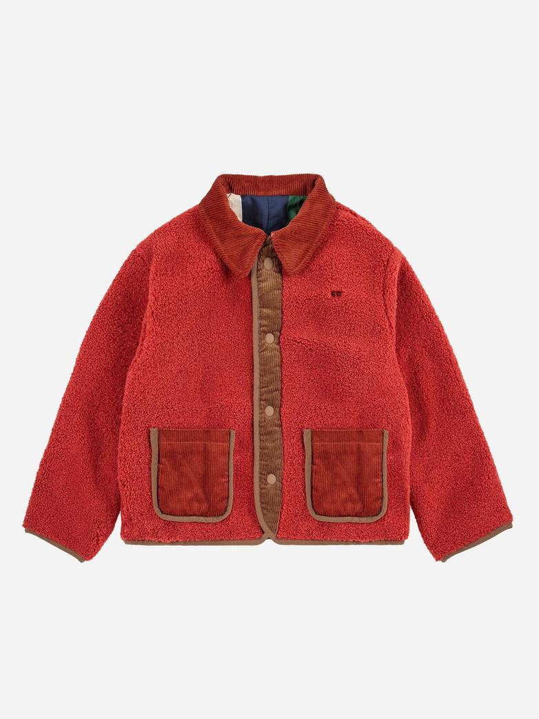 Bobo Choses - kids - tiles reversible sheepskin jacket - multicolor