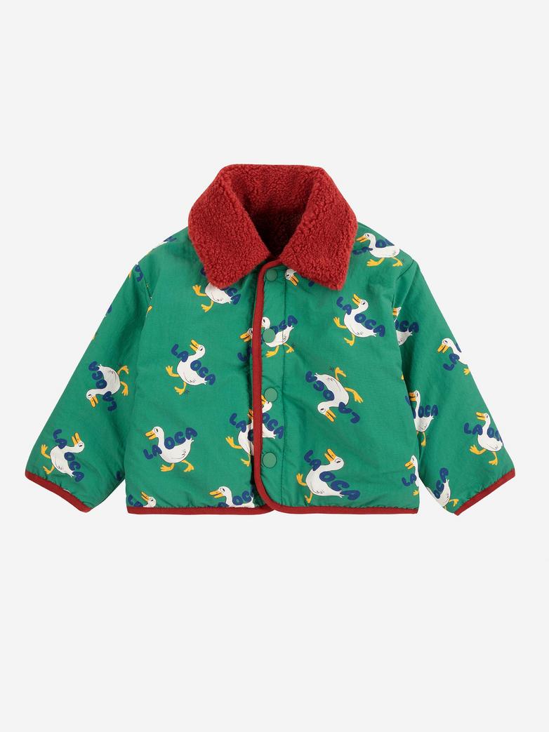 Bobo Choses - baby - la oca allover reversible sheepskin jacket - green