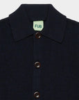 Fub - kids - merino felted polo cardigan - dark navy