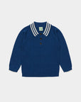 Fub - kids - harlekin merino wool polo - deep indigo
