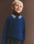 Fub - kids - harlekin merino wool polo - deep indigo