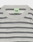 Fub - kids - stripe merino wool tee - light grey/navy