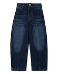 Tangerine - stonewashed barrel pants - indigo