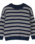 Tangerine - Striped knit sweater - navy blue/white