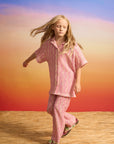 Maison Mangostan - wavy knit pants - pink