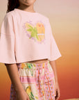 Maison Mangostan - birds crop top - pink