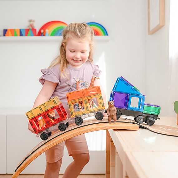 Connetix - magnetic tiles - rainbow transport pack - 50 pcs