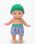 Minikane - Zebulon at the beach in his blue striped outfit