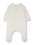 1+ in the family - elia - collar footed onesie - ecru
