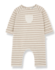 1+ in the family - sasha - fleece striped onesie - beige