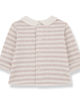 1+ in the family - alizee - fleece collar striped sweater - nude